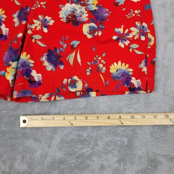Gloria Vanderbilt Amanda Red Purple Floral Denim Size 14 Average Jean Shorts NWT - Picture 8 of 10